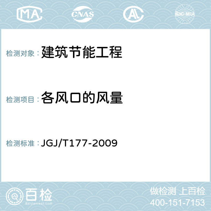 各风口的风量 公共建筑节能检测标准 JGJ/T177-2009 附录E