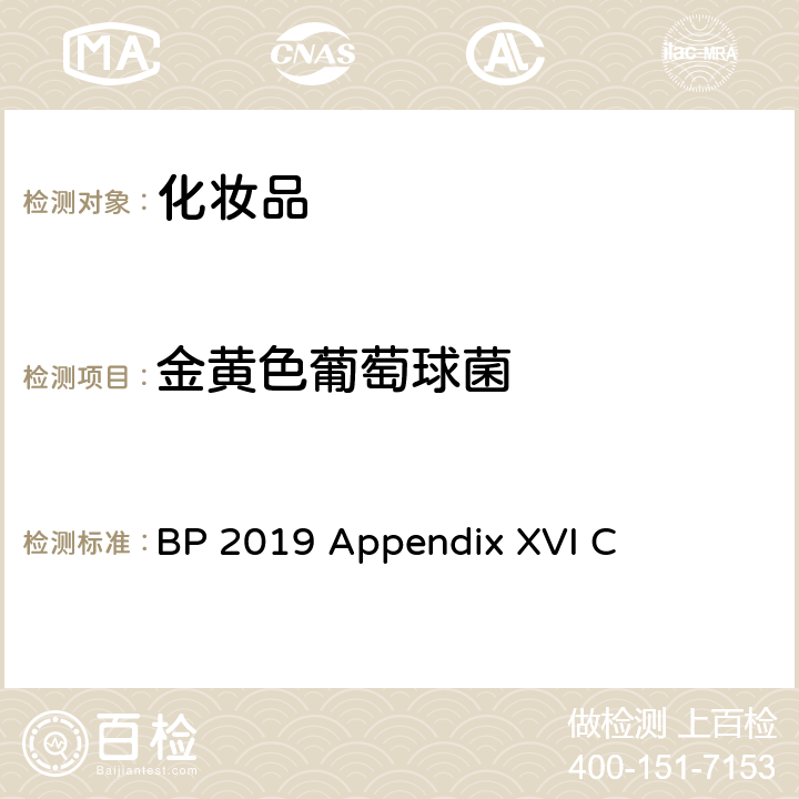 金黄色葡萄球菌 BP 抗菌效果的检测 BP 2019 Appendix XVI C