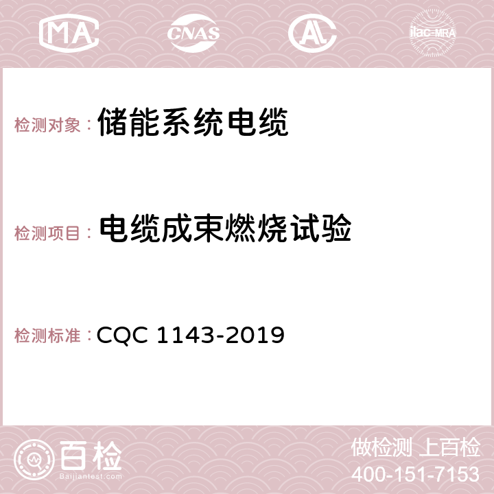 电缆成束燃烧试验 电力储能系统用电池链接电缆认证技术规范 CQC 1143-2019 表9-18,表10-20