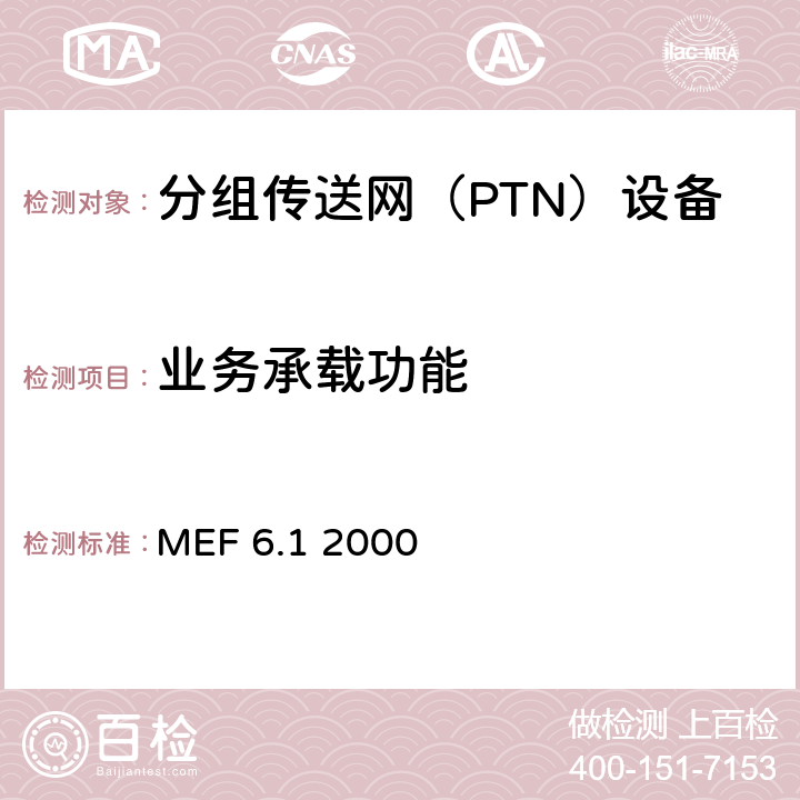 业务承载功能 《以太网业务定义－第2部分》 MEF 6.1
 2000 1