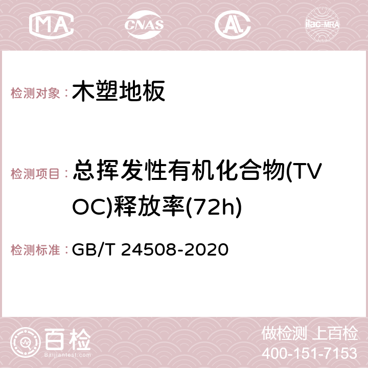 总挥发性有机化合物(TVOC)释放率(72h) 木塑地板 GB/T 24508-2020 6.5.27