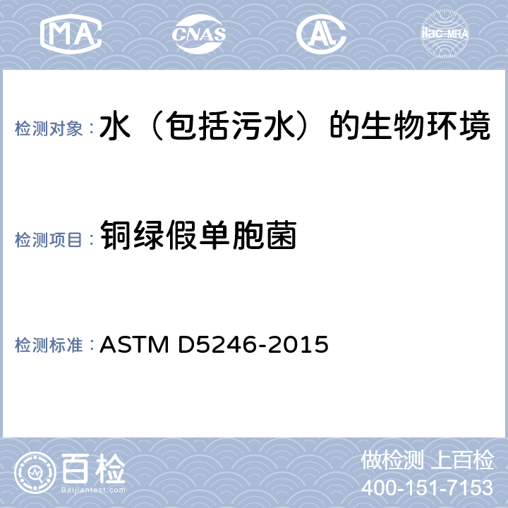 铜绿假单胞菌 ASTM D5246-2015 水中的分离和计数 