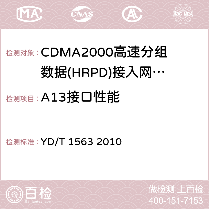 A13接口性能 《800MHz/2GHz cdma2000数字蜂窝移动通信网测试方法：高速分组数据（HRPD）（第一阶段）A接口》 YD/T 1563 2010 7