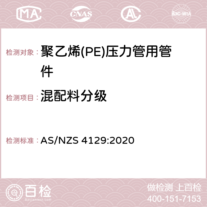 混配料分级 聚乙烯（PE）压力管用管件 AS/NZS 4129:2020 3.2.4