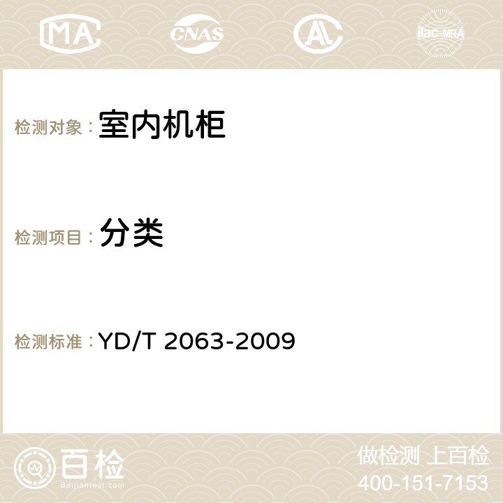 分類 通信設備用電源分配單元(PDU) YD/T 2063-2009 4.1