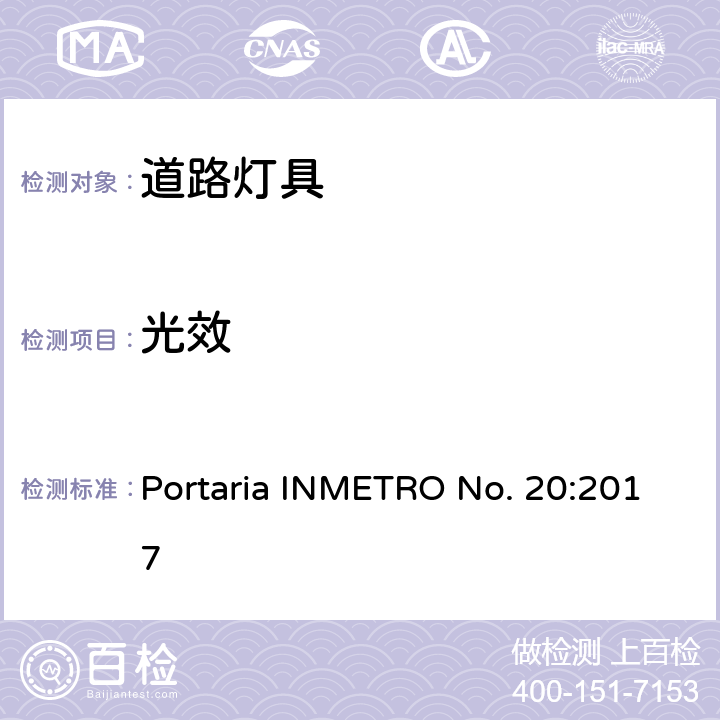 光效 道路灯具 Portaria INMETRO No. 20:2017 ANNEX 1B B.3