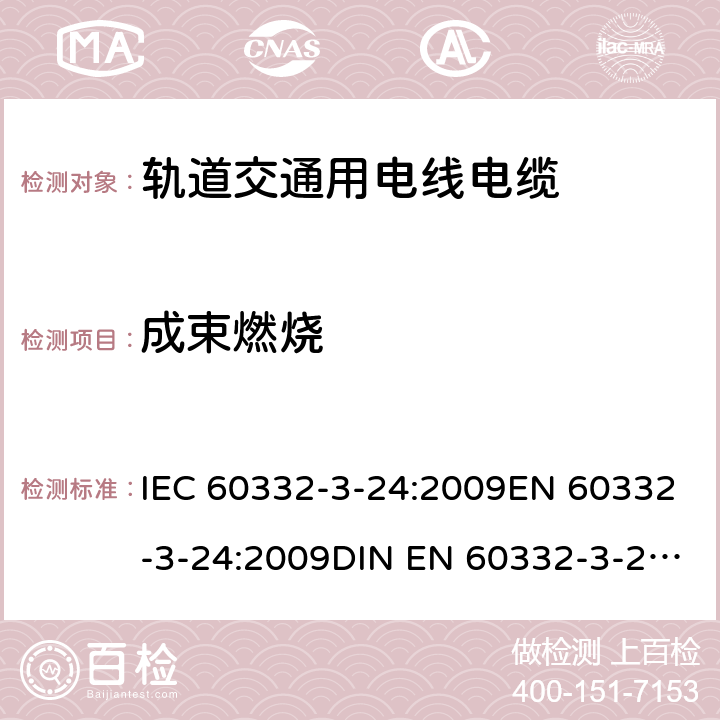 成束燃烧 电缆和光缆在火焰条件下的燃烧试验 第3-24部分：垂直安装的成束电线电缆火焰垂直蔓延试验 C类 IEC 60332-3-24:2009EN 60332-3-24:2009DIN EN 60332-3-24:2010