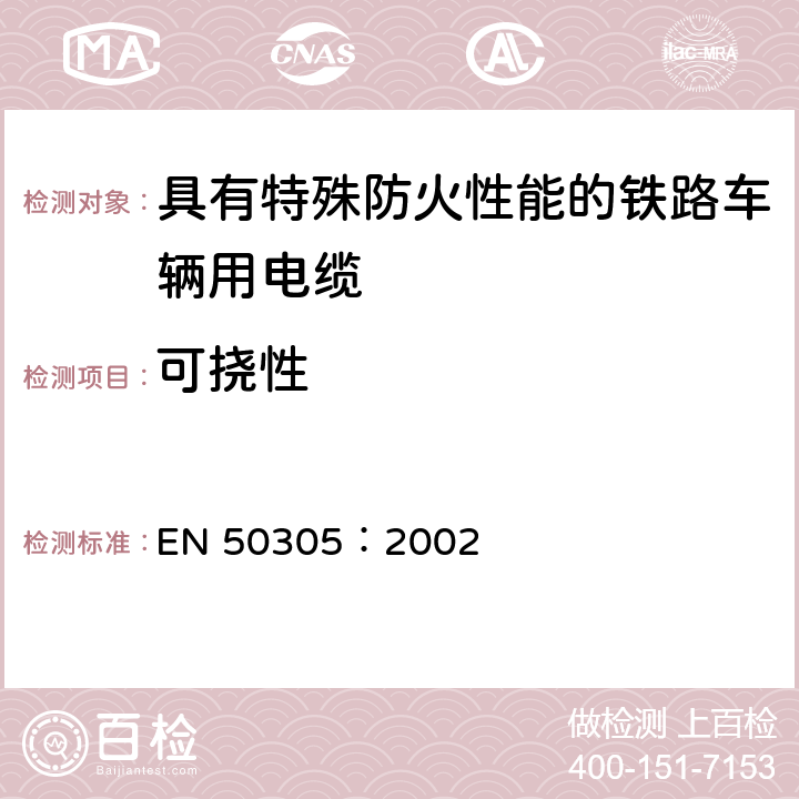 可挠性 铁道机车车辆阻燃电缆的试验方法 EN 50305：2002 5.4