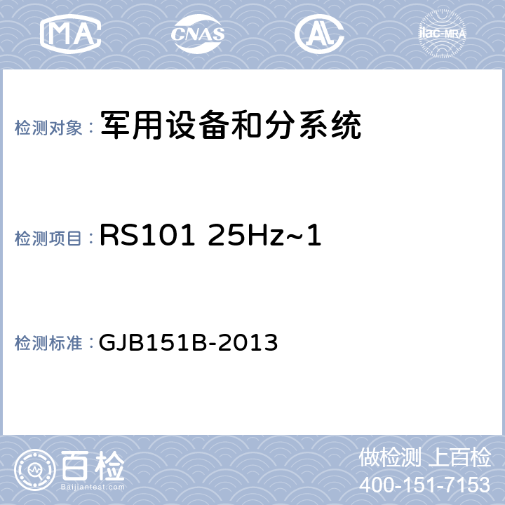 RS101 25Hz~100kHz磁場輻射敏感度 軍用設備和分系統電磁發射和敏感度要求與測量 GJB151B-2013 5.21