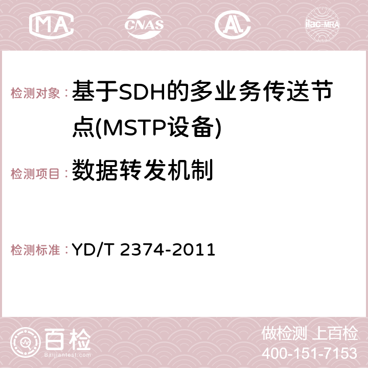数据转发机制 分组传送网（PTN）总体技术要求 YD/T 2374-2011