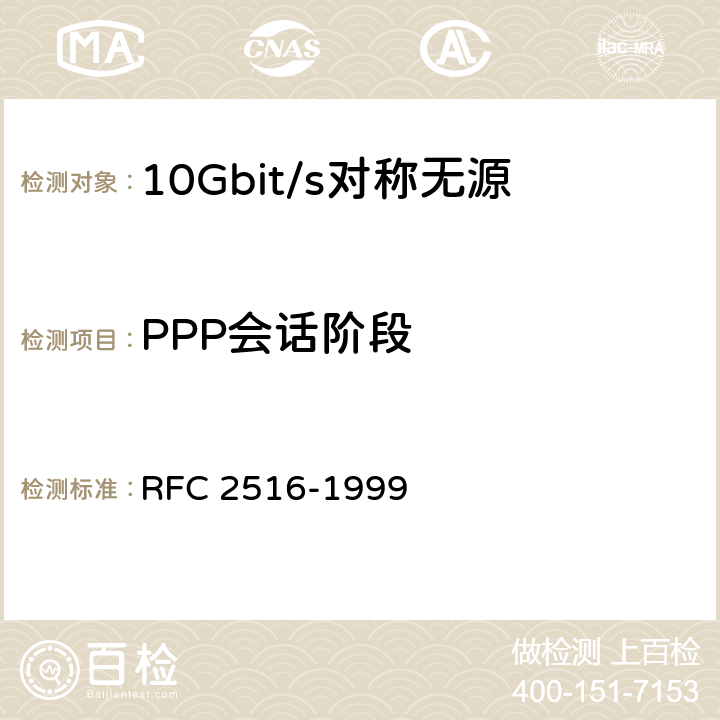 PPP会话阶段 RFC 2516 在以太网上传输PPP的方法（PPPoE） -1999 6
