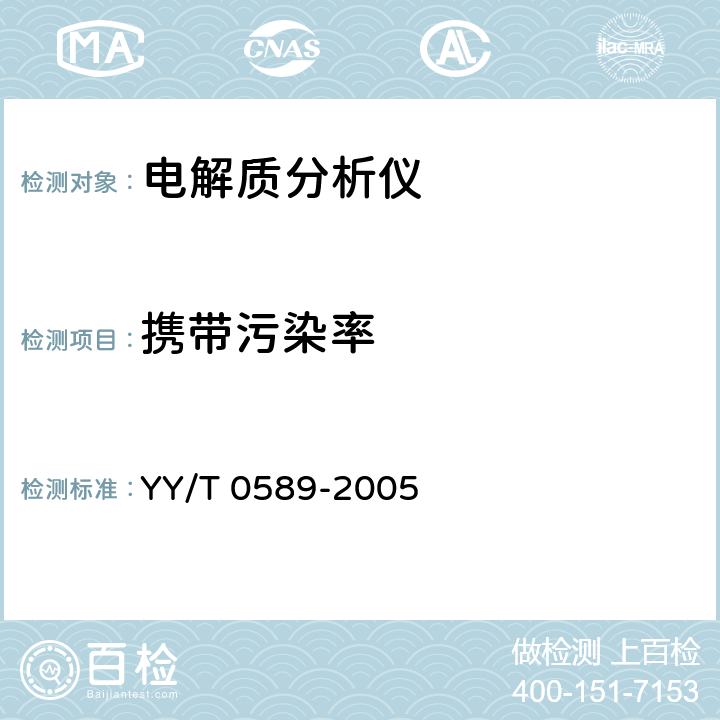 携带污染率 电解质分析仪 YY/T 0589-2005 5.1.5