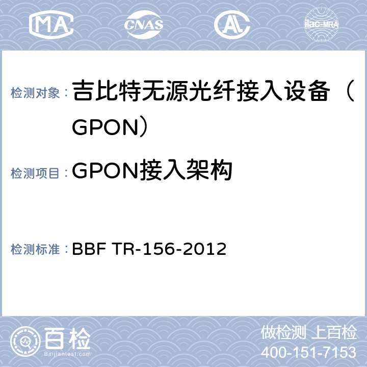 GPON接入架构 在TR-101的背景下使用GPON访问 BBF TR-156-2012 5