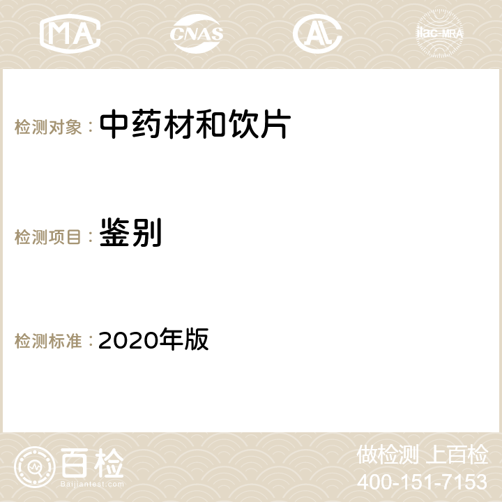 鉴别 《中国药典》 2020年版 四部通则0301