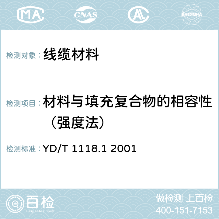 材料与填充复合物的相容性（强度法） 光纤用二次被覆材料 第1部分：聚对苯二甲酸丁二醇酯； YD/T 1118.1 2001 3.2