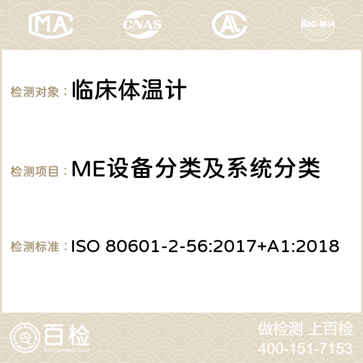ME设备分类及系统分类 ISO 80601-2-56-2017/Amd 1-2018 医疗电气设备 第2-56部分 体温测量临床温度计的基本安全和基本性能的特殊要求