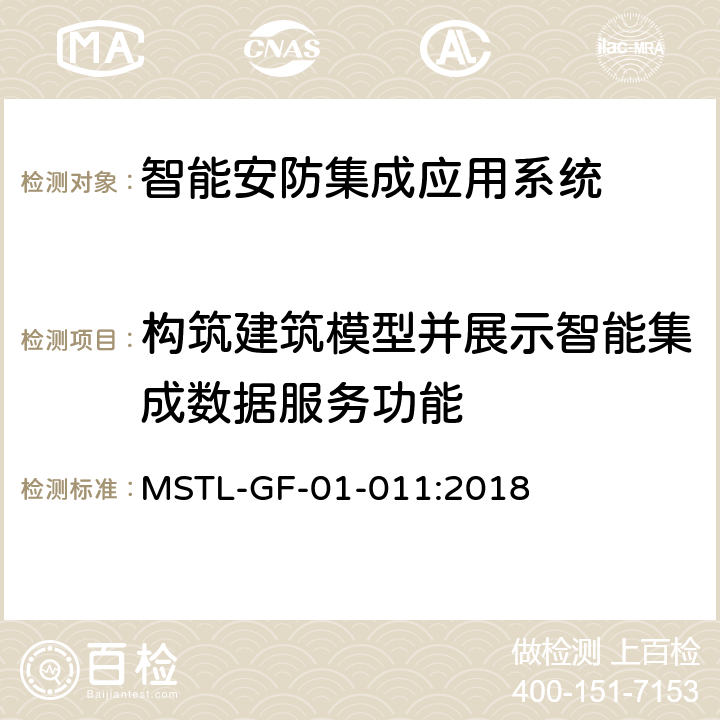 构筑建筑模型并展示智能集成数据服务功能 上海市第一批智能安全技术防范系统产品检测技术要求（试行） MSTL-GF-01-011:2018 附件15智能系统.4