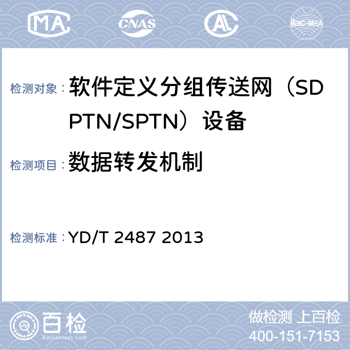 数据转发机制 分组传送网（PTN）设备测试方法 YD/T 2487 2013