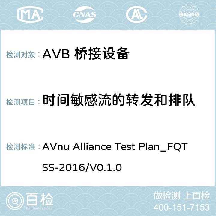 时间敏感流的转发和排队 时间敏感流的流量预留等级、转发和排队策略的音频视频桥测试 AVnu Alliance Test Plan_FQTSS-2016/V0.1.0 SECTION FQTSS.c.34