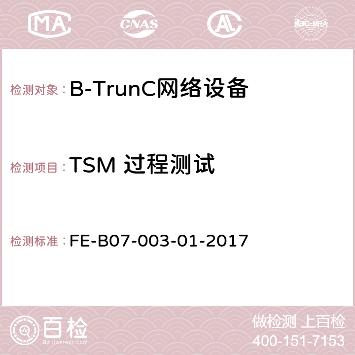 TSM 过程测试 B-TrunC 终端到集群核心网R1 检验规程 FE-B07-003-01-2017 6