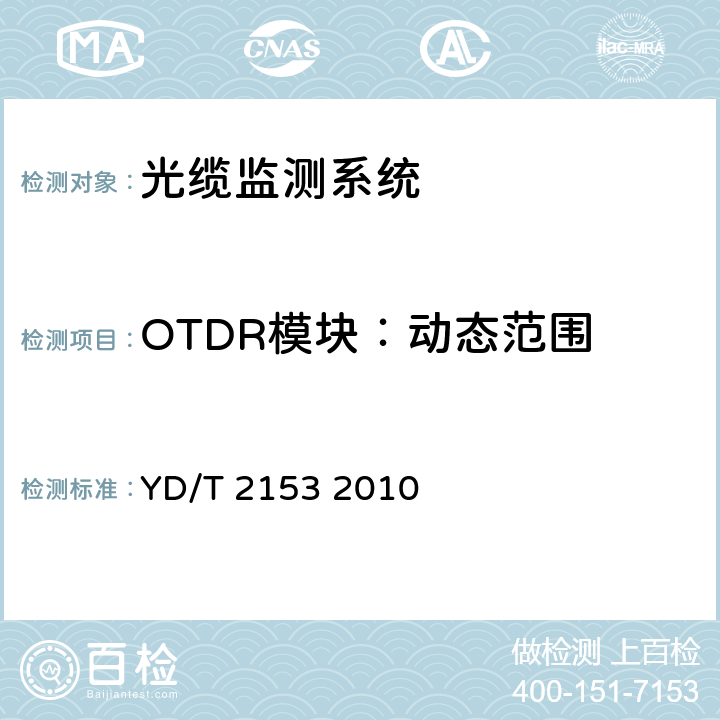 OTDR模块：动态范围 YD/T 2153-2010 光性能监测功能模块(OPM)技术条件