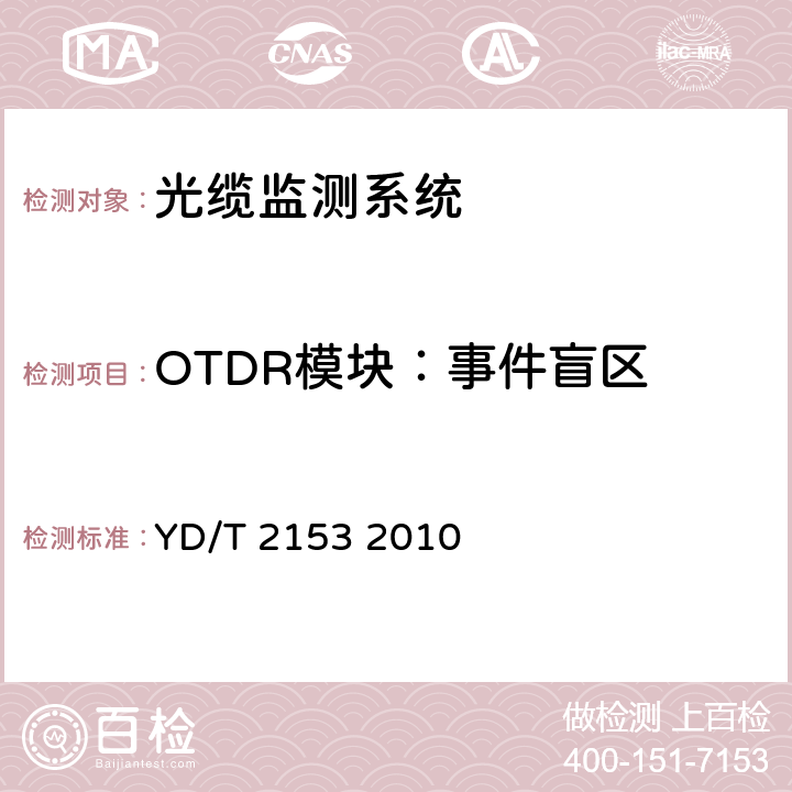OTDR模块：事件盲区 光性能监测功能模块(OPM)技术条件 YD/T 2153 2010 5.3.2