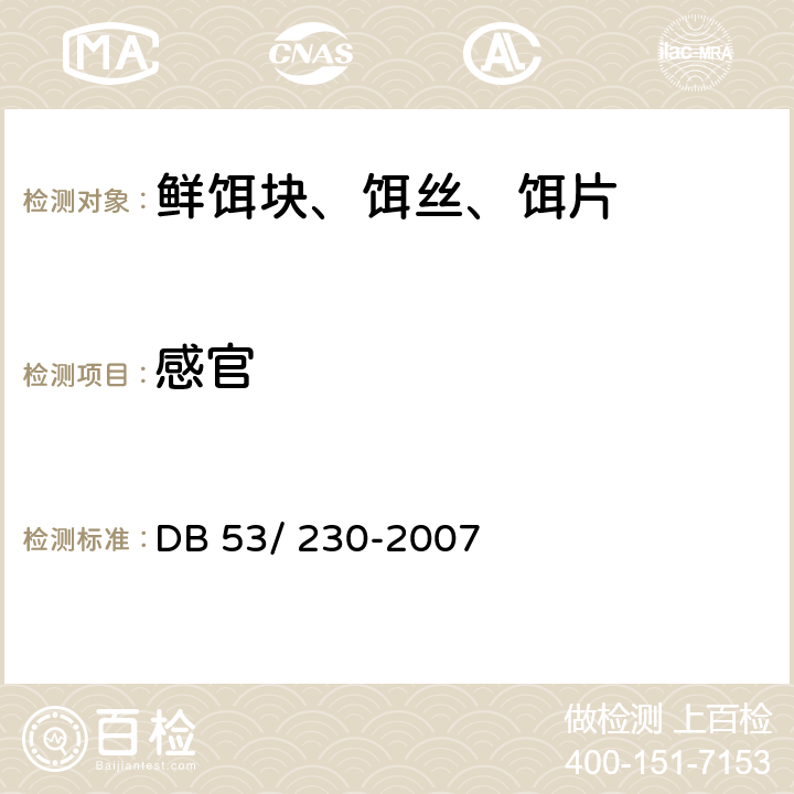 感官 云南省地方标准 鲜饵块、饵丝、饵片 DB 53/ 230-2007 6.1