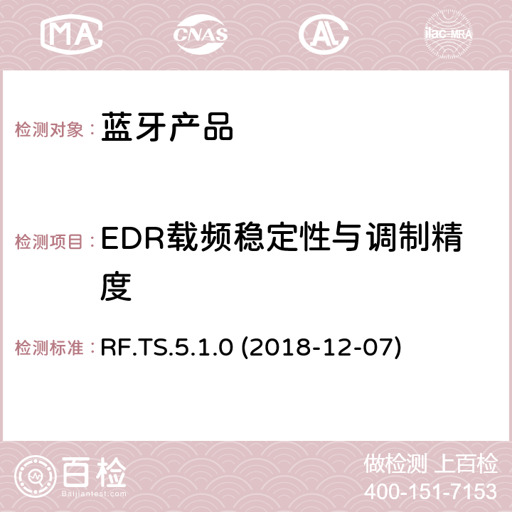 EDR载频稳定性与调制精度 蓝牙认证射频测试标准 RF.TS.5.1.0 (2018-12-07) 4.5.11