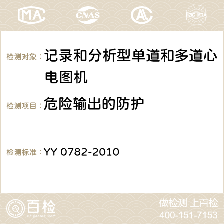 危险输出的防护 医用电气设备_第2-51部分：记录和分析型单道和多道心电图机安全和基本性能专用要求 YY 0782-2010 51