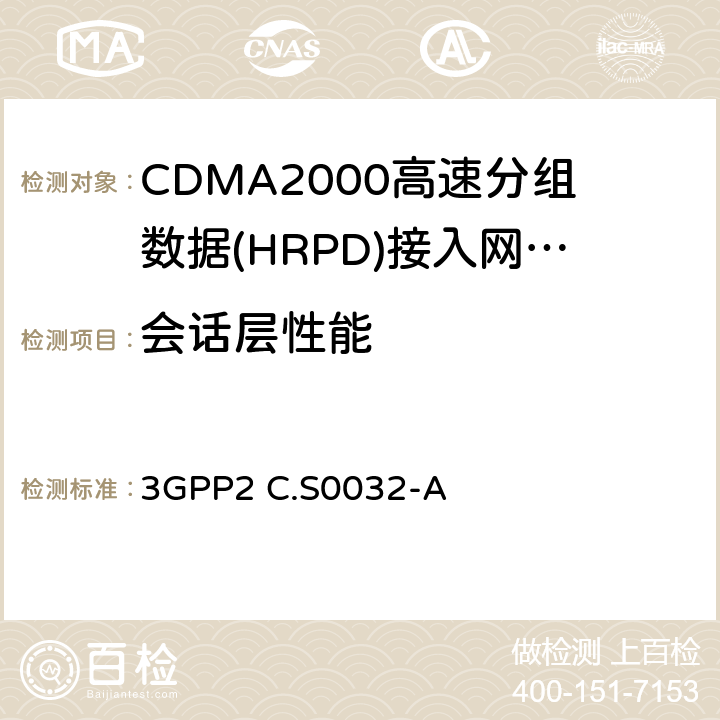 会话层性能 《cdma2000高速分组数据接入网络最低性能要求》 3GPP2 C.S0032-A 7