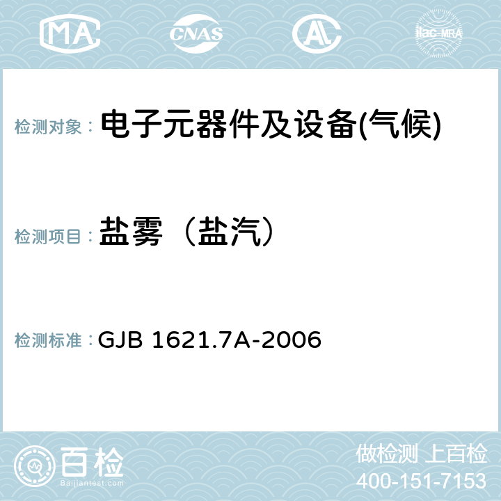 盐雾（盐汽） 技术侦察装备通用技术要求 第7部分：环境适应性要求和试验方法 GJB 1621.7A-2006