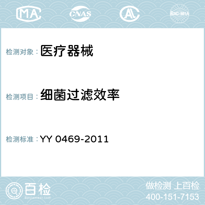 细菌过滤效率 医用外科口罩技术要求 YY 0469-2011 附录B