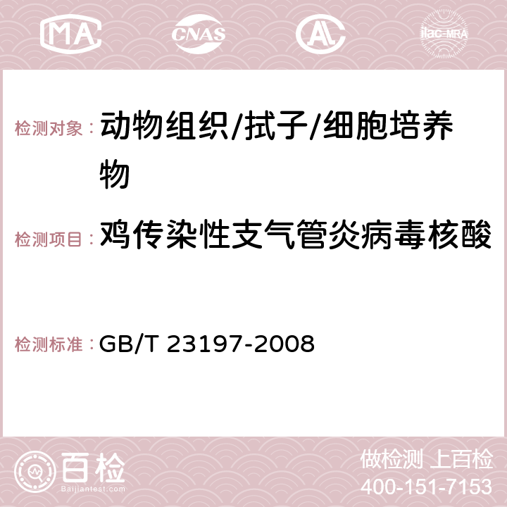 鸡传染性支气管炎病毒核酸 鸡传染性支气管炎诊断技术 GB/T 23197-2008