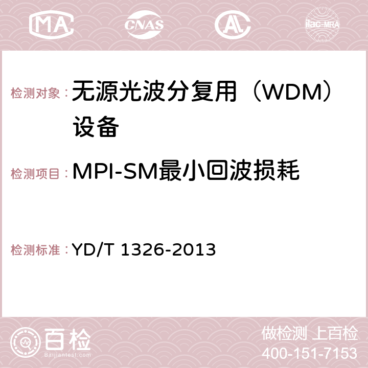 MPI-SM最小回波损耗 粗波分复用（CWDM）系统技术要求 YD/T 1326-2013 7.1