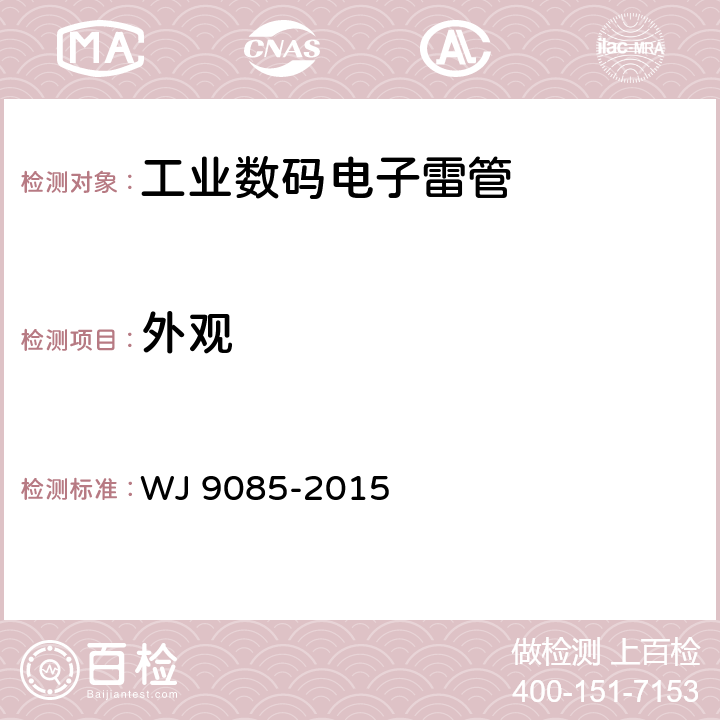 外观 工业数码电子雷管 WJ 9085-2015 6.1
