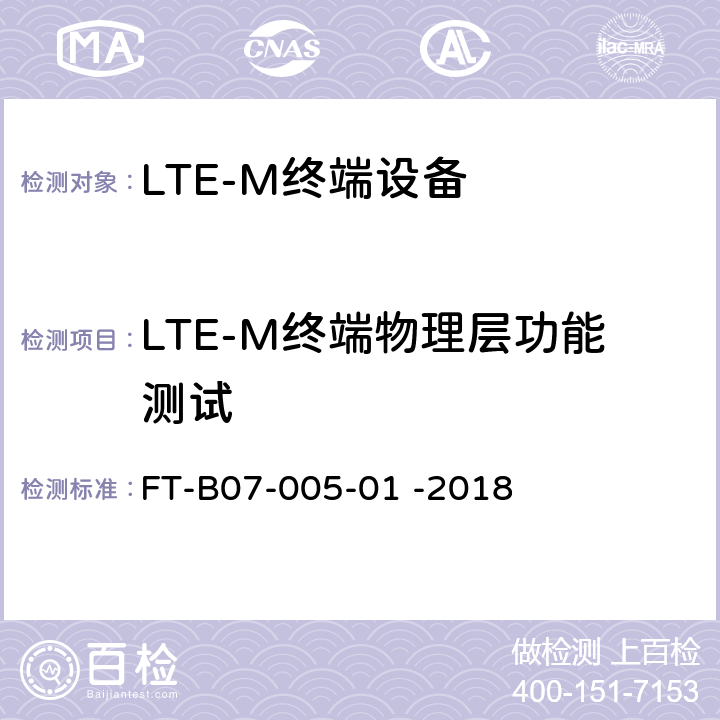 LTE-M终端物理层功能测试 LTE-M终端设备检验规程 FT-B07-005-01 -2018 5