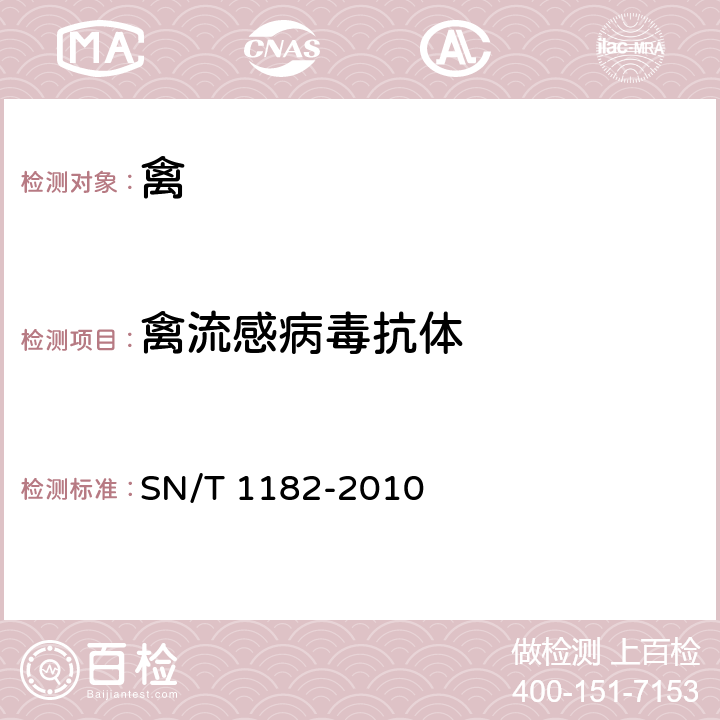 禽流感病毒抗体 禽流感检疫技术规范 SN/T 1182-2010