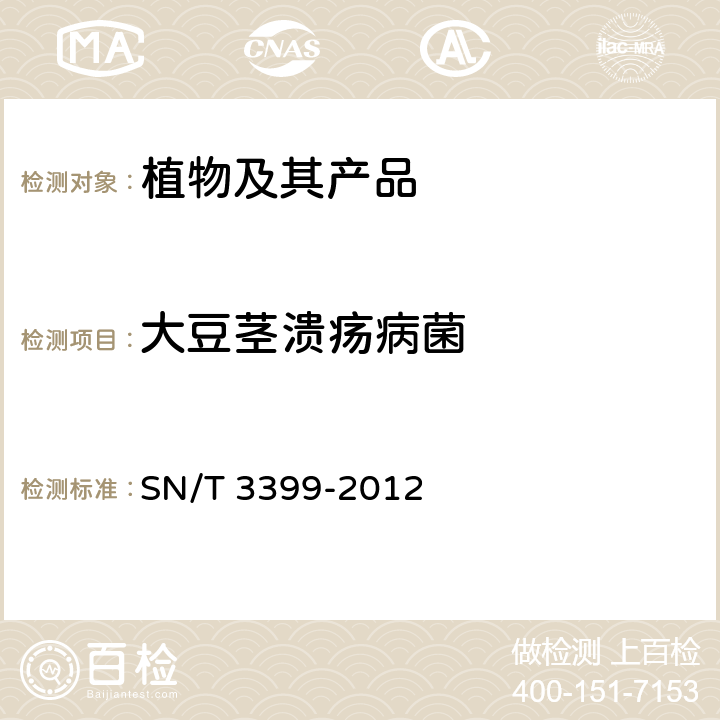 大豆茎溃疡病菌 大豆茎溃疡病菌检疫鉴定方法 TaqMa MGB探针实时荧光PCR检测方法 SN/T 3399-2012