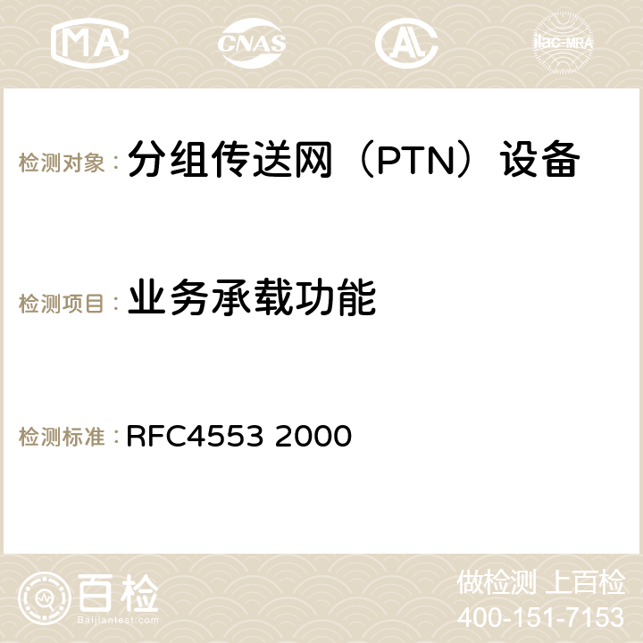 业务承载功能 PSN上的结构无关的TDM 电路仿真服务 RFC4553
 2000 1