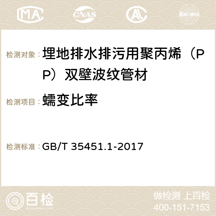 蠕变比率 埋地排水排污用聚丙烯（PP）结构壁管道系统 第1部分：聚丙烯双壁波纹管 GB/T 35451.1-2017 8.11