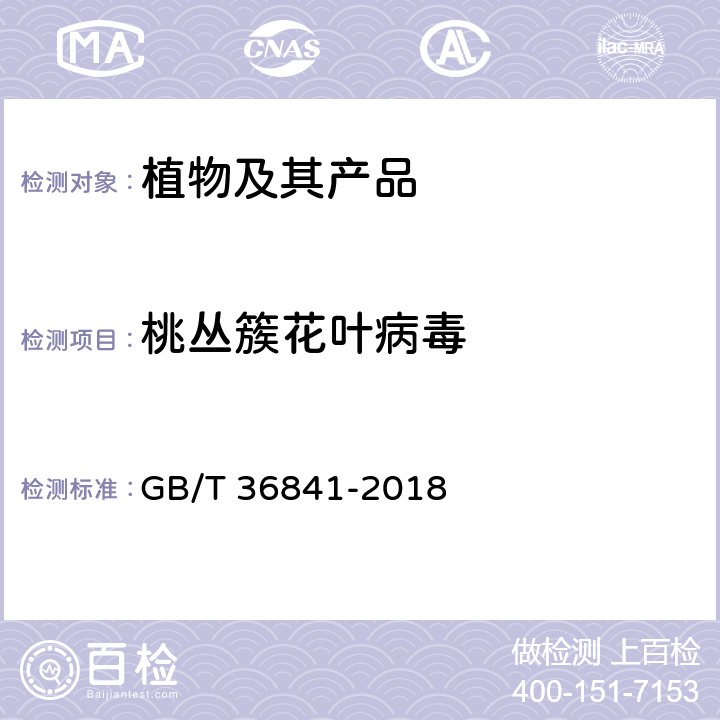 桃丛簇花叶病毒 桃丛簇花叶病毒检测方法 GB/T 36841-2018