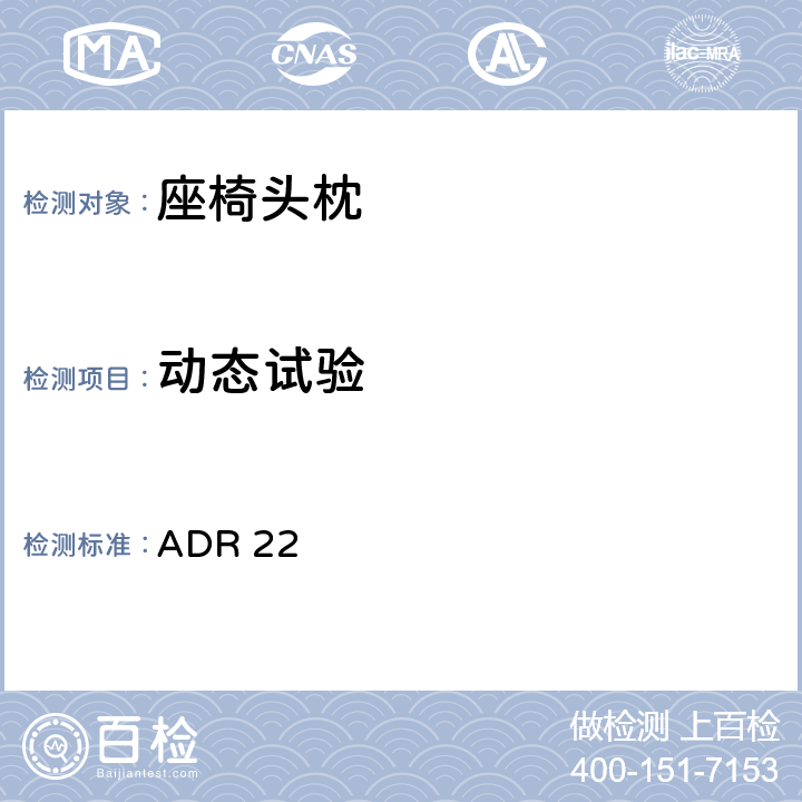 动态试验 头枕约束 ADR 22 22.4
