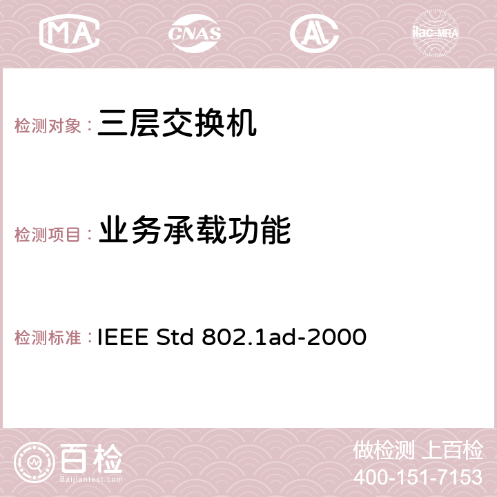 业务承载功能 运营商网桥（QinQ）标准 IEEE Std 802.1ad-2000 1
