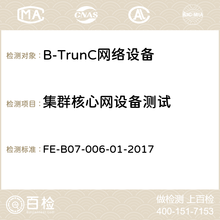 集群核心网设备测试 B-TrunC 网络设备R1检验规程 FE-B07-006-01-2017 12　