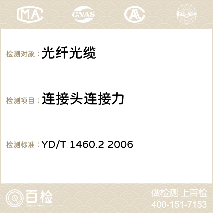 连接头连接力 通信用气吹微型光缆和光纤单元 第2部分：外保护管 YD/T 1460.2 2006 表3