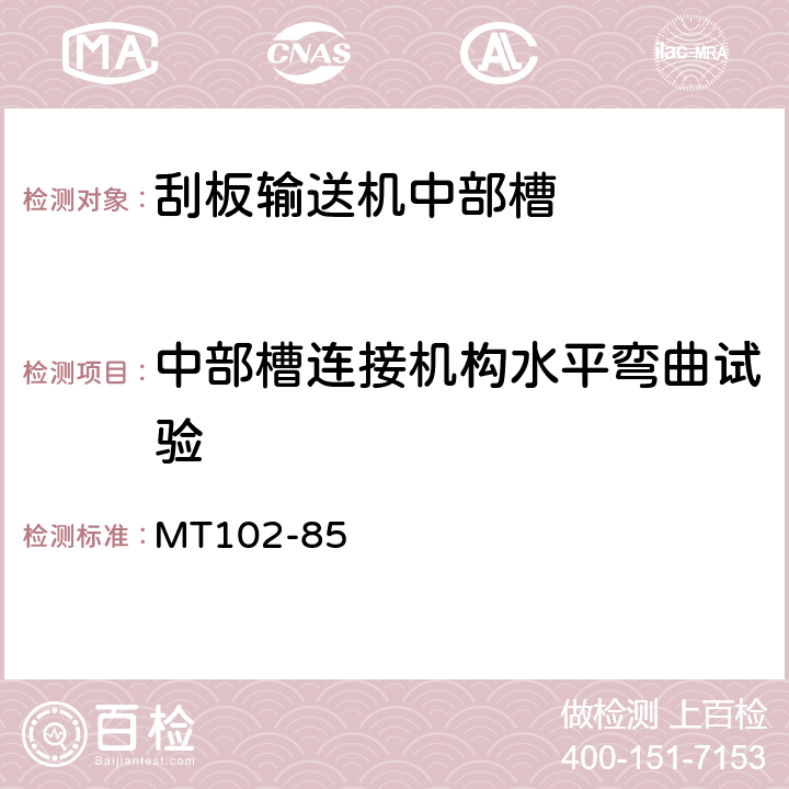 中部槽连接机构水平弯曲试验 刮板输送机中部槽试验规范 MT102-85 5.2