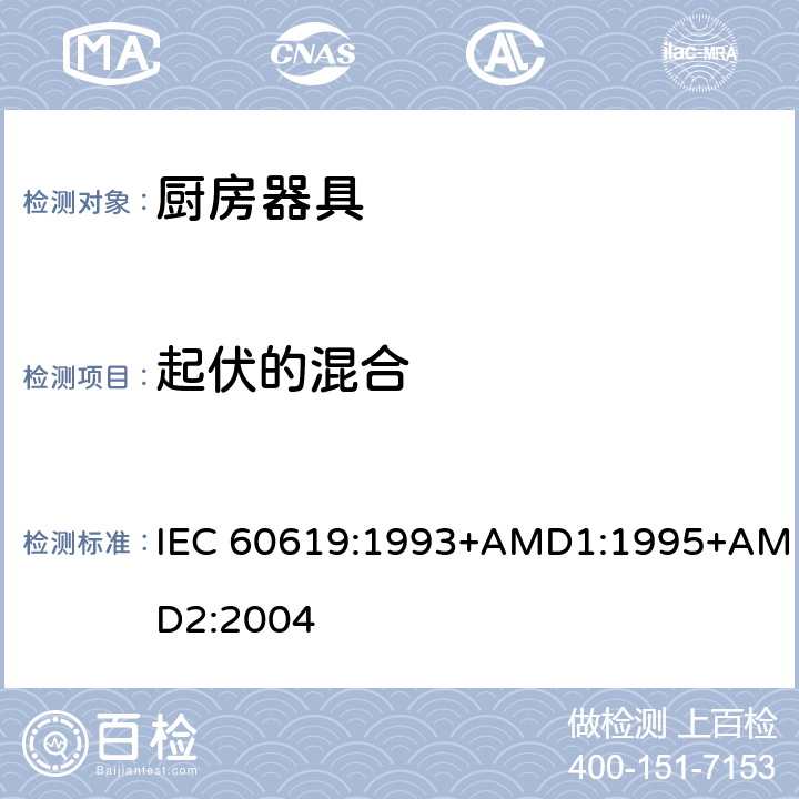 起伏的混合 电动食物处理设备性能测试方法 IEC 60619:1993+AMD1:1995+AMD2:2004 cl.9