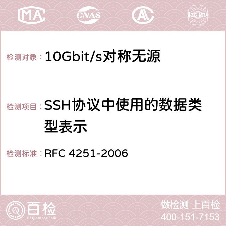 SSH协议中使用的数据类型表示 安全外壳（SSH）协议体系结构 RFC 4251-2006 5