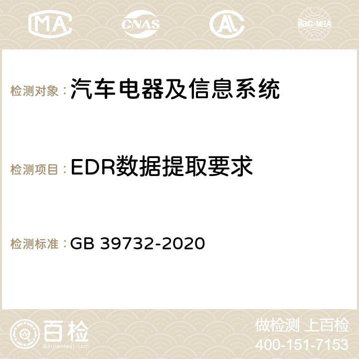 EDR数据提取要求 汽车事件数据记录系统 GB 39732-2020 4.4