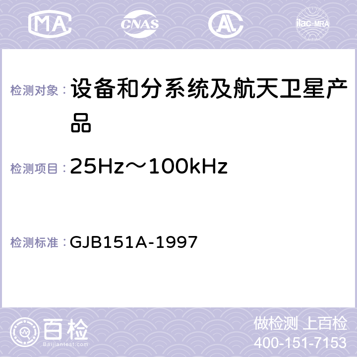 25Hz～100kHz 磁场辐射发射 RE101 《军用设备和分系统电磁发射和敏感度要求》 GJB151A-1997 5.3.14